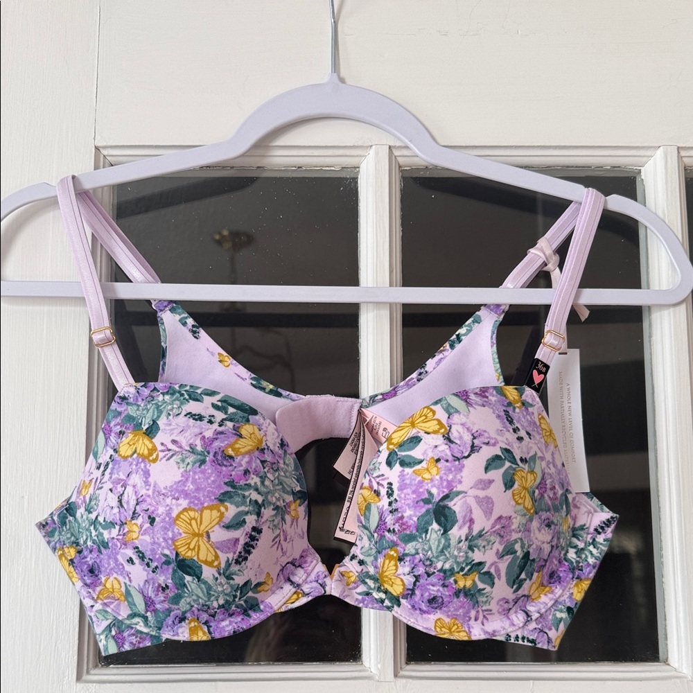 Victorias Secret Freedom Cloud Underwire Push Up Bra - Lavender & Yellow floral